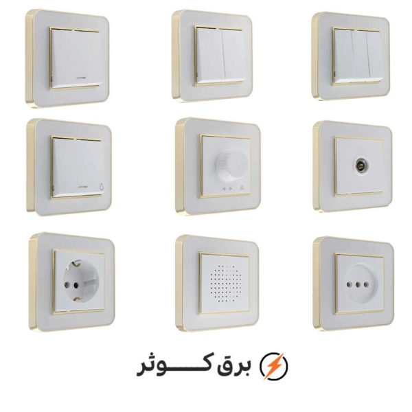 کلید پریز ایران الکتریک مدل ارس طلایی سفید