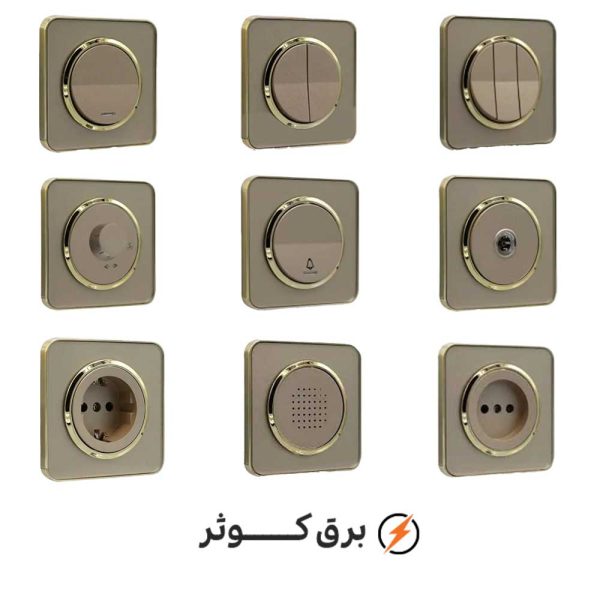 کلید و پریز ایران الکتریک مدل اسپیناس طلایی زه بژ میان بژ