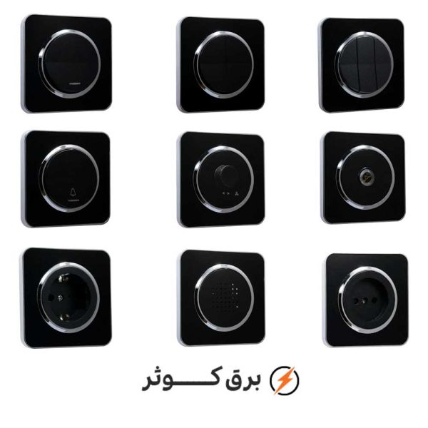 کلید پریز ایران الکتریک مدل اسپیناس سیلور زه مشکی میان مشکی