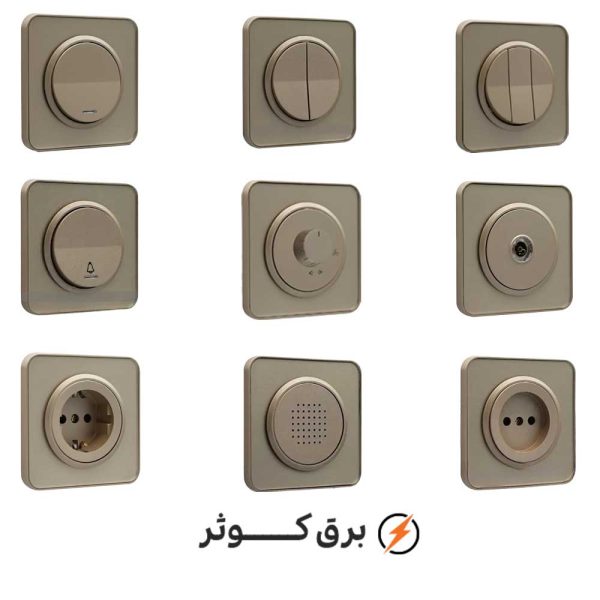 کلید پریز ایران الکتریک مدل اسپیناس پلکسی بژ زه بژ