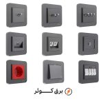 کلید پریز ایران الکتریک مدل ارس رنگی زغالی - Image 2