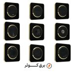 کلید و پریز ایران الکتریک مدل اسپیناس طلایی مشکی زه مشکی