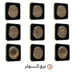 کلید و پریز ایران الکتریک مدل اسپیناس طلایی زه مشکی میان بژ