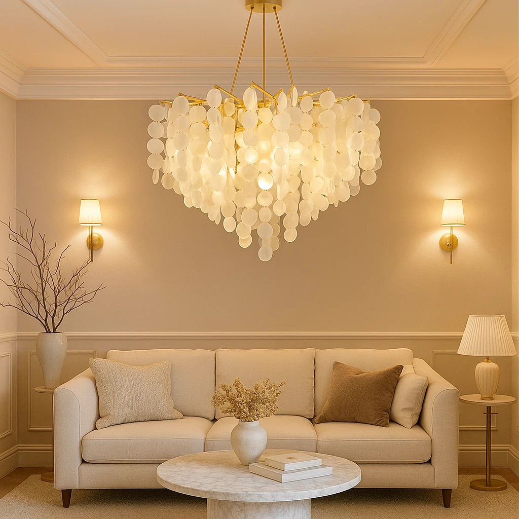 لوستر کریستالی درختی با آویز صدفی کوثر