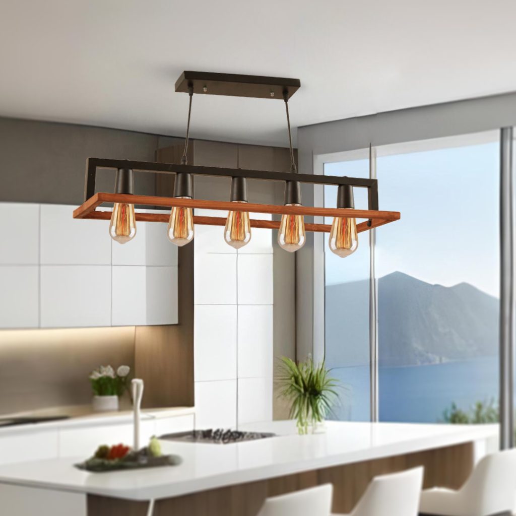 لوستر چوب وفلز پنج شعله کوثر کد 7133640