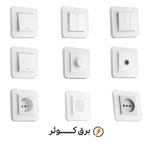 کلید پریز ایران الکتریک مدل ارس سیلور سفید میان سفید