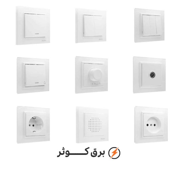کلید پریز ایران الکتریک مدل برلیان پلکسی سفید